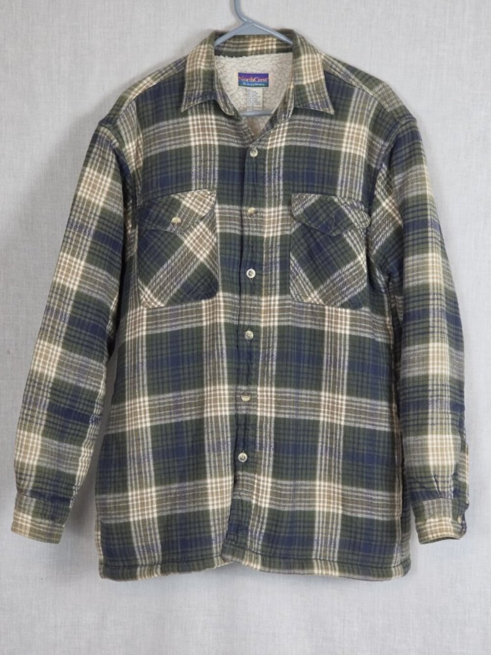NorthCrest Shacket Shirt Jacket Mens M Plaid Flannel Sherpa Lined Unisex Fall